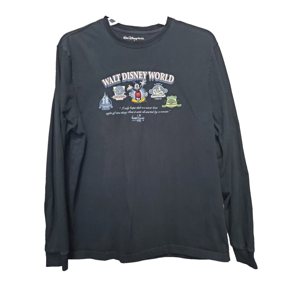 Walt Disney World Theme Parks Embroidered Mickey Mouse Women's Black T-Shirt LGE